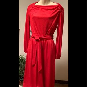 Christmas Red A-line dress with belt